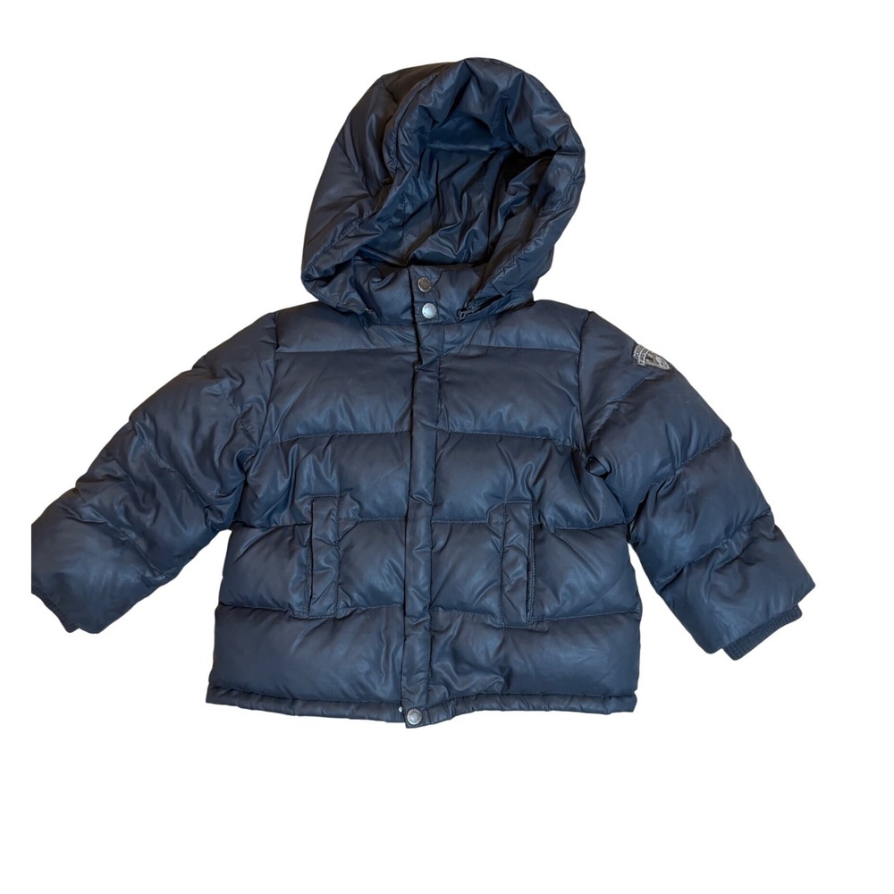 Bonpoint Ski University Kids Dark Gray Down Puffer Jacket Detachable Hood Size 2